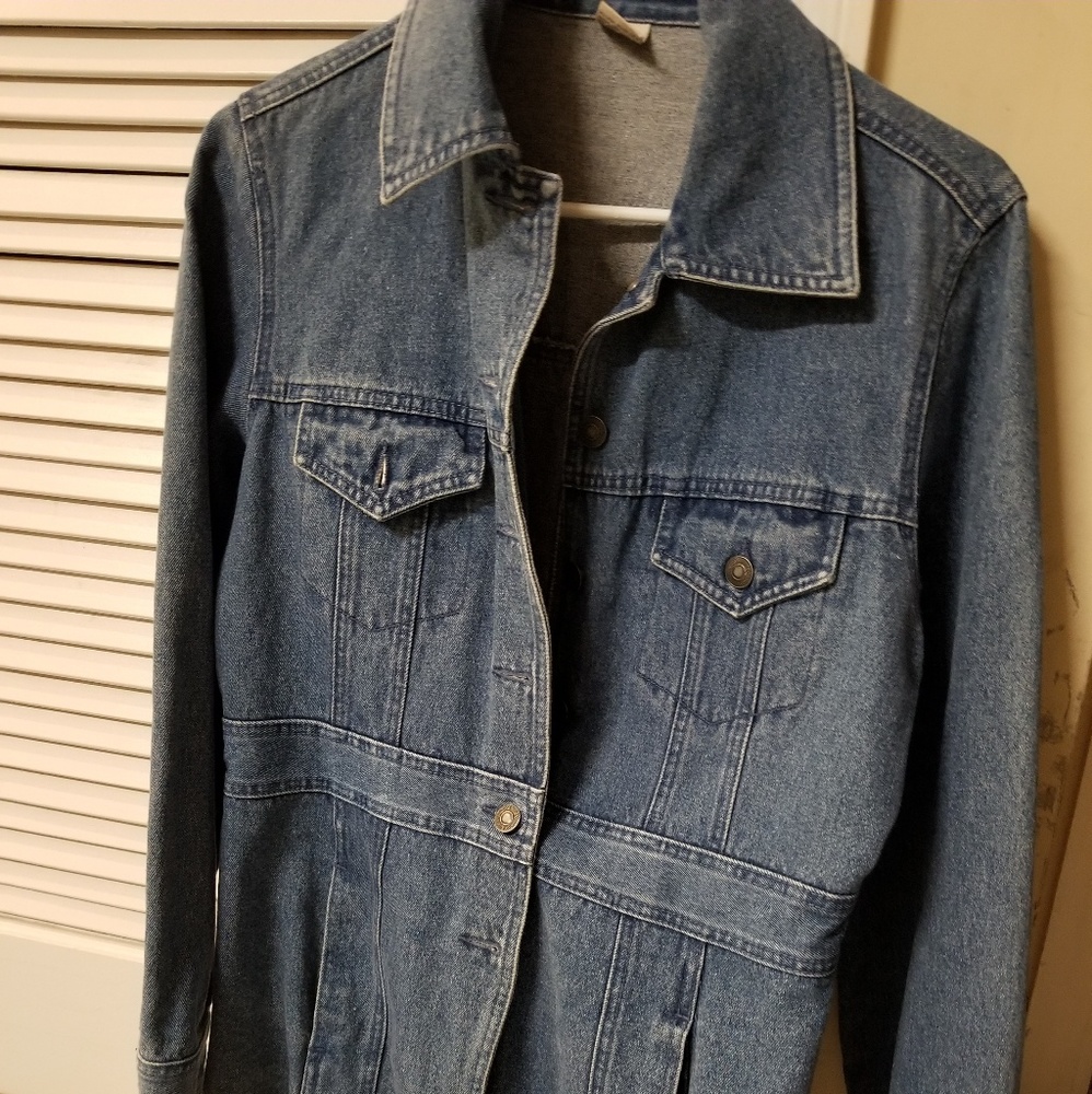 Medium length jean jacket